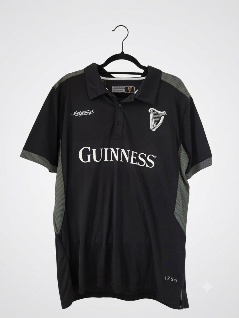 ​NWT Official Guinness Black Performance Polo Shirt | Harp & 1759 Logo XL